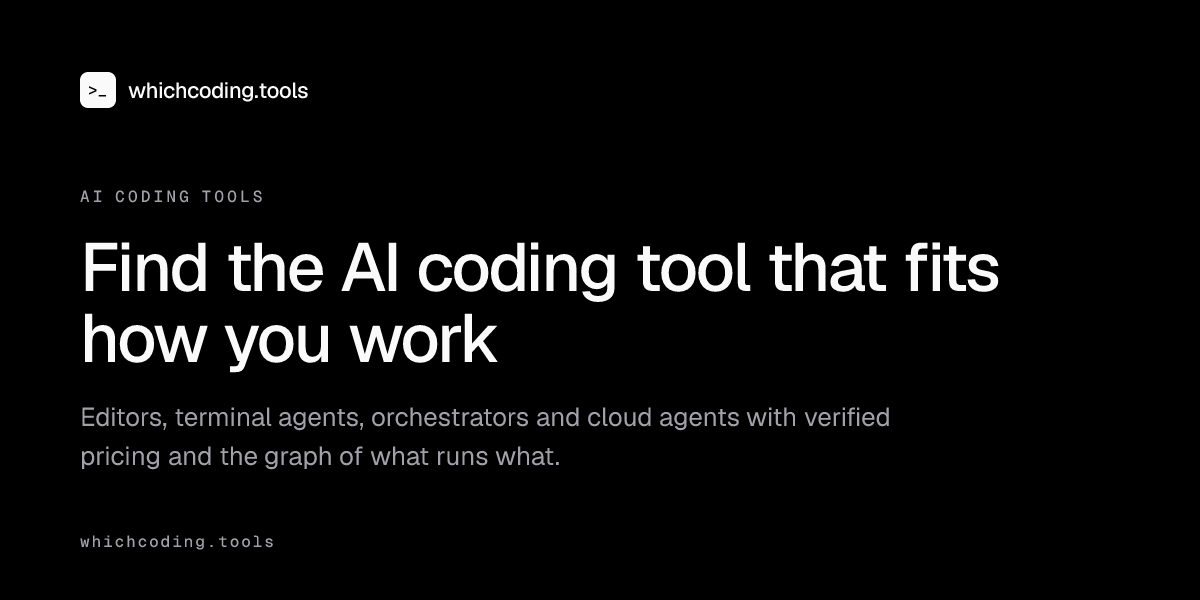 whichcoding.tools — Built a directory of AI coding tools that keeps itself up to date